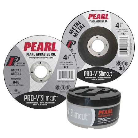 Pearl Abrasive Cut-Off Wheel, Dry, 5 in Dia, 0.045 in Thick, 7/8 in Arbor Hole Size, 46 Grit PVDCW05A