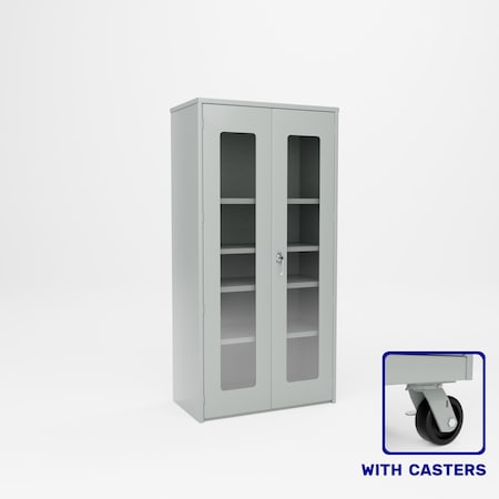 Pucel Heavy Duty Plexiglass Door Storage Cabinet with Casters, 36 in W x 78 in H x 19 in D, Black HDSC-3672-19-4C-PLEX