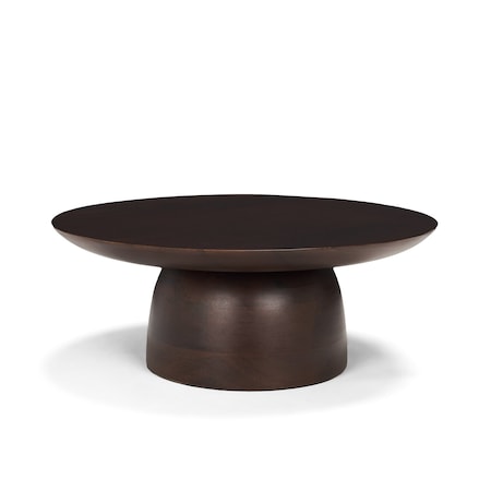 Homeroots 14in Brown Solid Wood Hand Finished Round Vanity Tray 731280