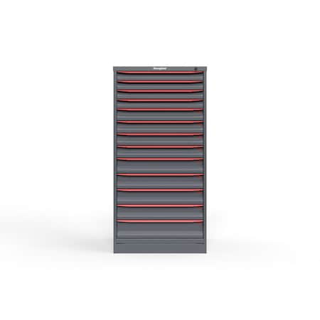 Strong Hold 13 drawer cabinet - (4x 2ft, 4x 3ft, 4x 4ft, 1x 5ft) - Red accents - Keyed Alike S3060-PPAAS-1301DS