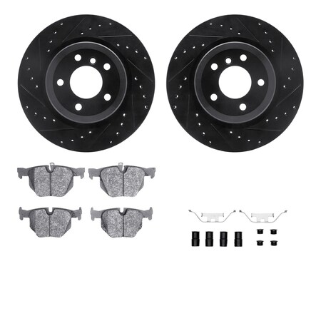 Dynamic Friction Co DFC Rotors-Drilled & Slotted-Black w/ EURO 5000 Ceramic Brake Pads Incl Hdw 8612-31067