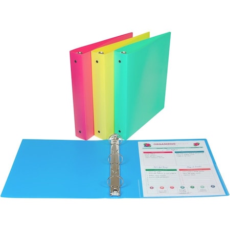 C-Line Products 3-Ring Binder, 1.5in Capacity, Assorted Tropic Tones, PK3 31720
