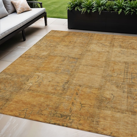 Homeroots 5' X 8' Peach Gray And Charcoal Patchwork Washable Indoor Outdoor Area Rug 581588