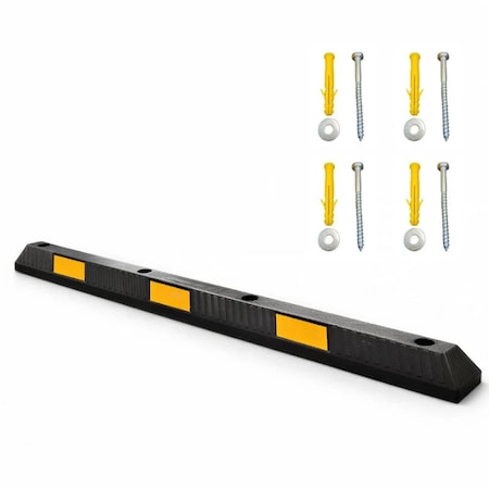 Traffic Kontrol Parking Wheel Stop Block Curb Kit, Rubber, 4 in Height, 72 in Length, 28 lbs TK-PS-6-BKYW-B-KIT
