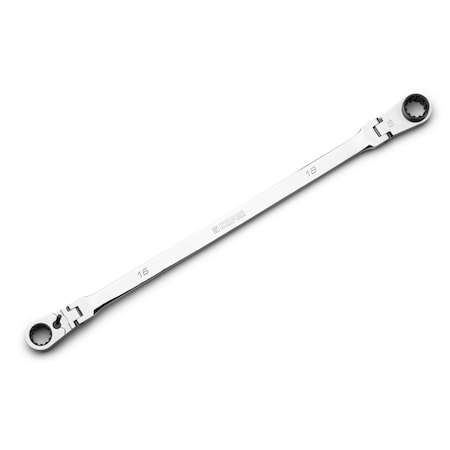 Capri Tools 16 x 18 mm 90-Tooth Extra-Long Double Box End Reversible Ratcheting Wrench, Spline Drive, Metric CP11890-1618