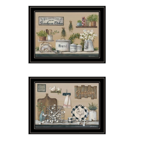 Homeroots Set Of Two Farmhouse Kitchen 2 Black Framed Print Kitchen Wall Art, 2PK 407148