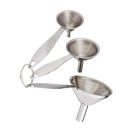 Hic Kitchen Silver Stainless Steel Funnels with Handle, 3PK 43813