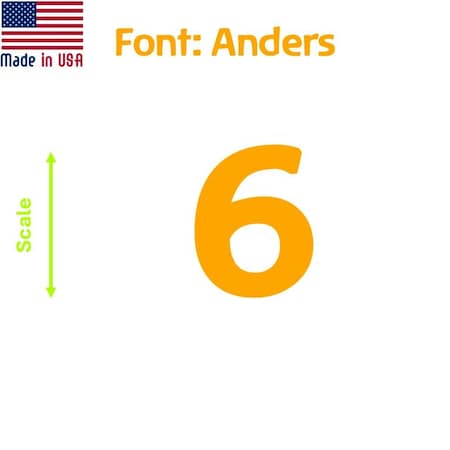 Aacc Self-Adhesive Vinyl Number: 6, Size: 21 in. Color: Orange Font: Anders, 8PK AACC-Anders-N6-Orange-I21x8