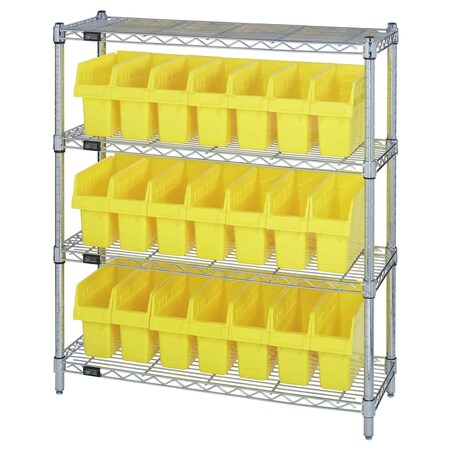 Quantum Storage Systems WIRE SHELVING UNIT WITH BINS YELLOW WR4-39-1236-801YL