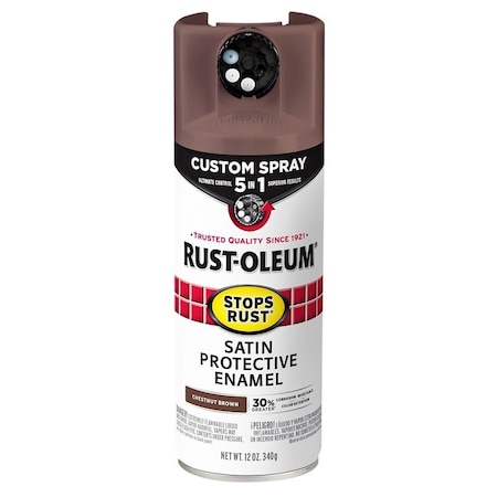 Rust-Oleum Rust Preventative Spray Paint, Satin, Chestnut Brown, 12 oz, Can 376877