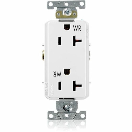 Leviton Plugs&Rcptcls, 20A, 125VAC, Wht, PBT, PK1 WDR20-W