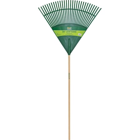 Best Garden 30'' Poly Leaf Rake with 48'' Wood Handle, 30-Tine EP-30-DIB