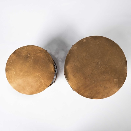 Homeroots Set of Two 20" Gold Round End Table, 2PK 380708