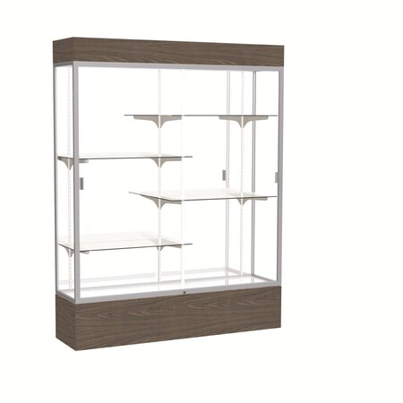 Ghent Lighted Floor Display Case 60x80x16, Mirror, Satin 2175MB-SN-WV