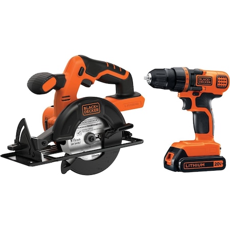 Black & Decker 2-Tool 20V MAX Lithium-Ion Circular Saw & Drill/Driver Cordless Tool Combo Kit BD2KITCDDCS