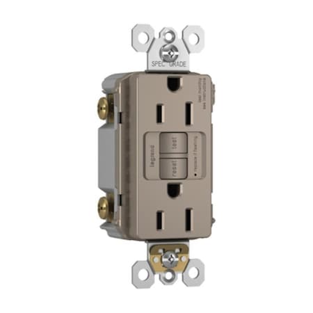 Legrand radiant GFCI Outlet, 125 V, 15 A, NEMA: NEMA 5-15R, Back and Side Wiring, Ivory 1597TRNICC4