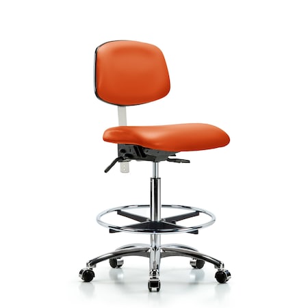 Blue Ridge Ergonomics Hi Bench Chair, Vinyl, CF, Cast, Org, CL100, No Arms, 26" to 35-1/2" Height, Orange Kist BR-NCR-VHBCH-CR-T0-A0-CF-CC-8613