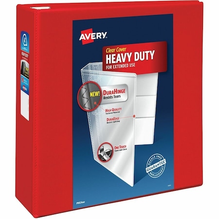 Avery Dennison Avery Heavy-Duty View Binder with One Touch EZD Rings, 4" Capacity, Red 79326