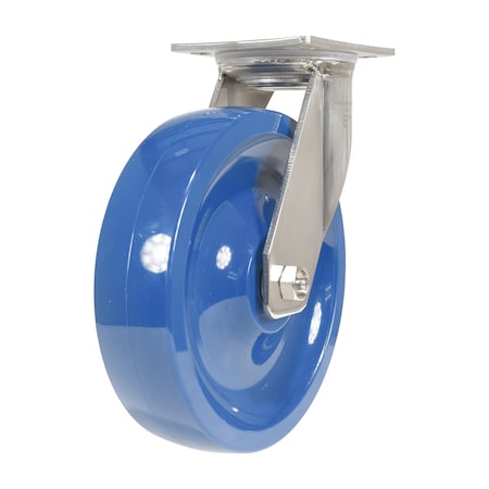 Vestil Solid Polyurethane Swivel Caster 8 In. Diameter x 2 In. Width 1400 Lb. Capacity Dark Blue CST-F-SS-8X2SP-S
