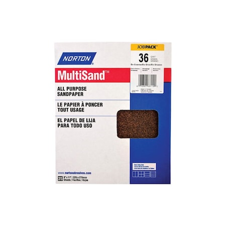 Norton SANDPAPER AL OXD 36GRT 9X11 IN Brown, 25PK 07660768110