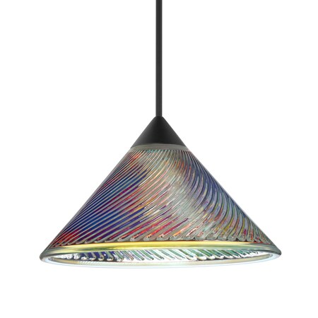 Besa Lighting Besa Kona Pendant, Dicro Swirl, Black Finish, 1x 5W LED 1XT-550493-LED-BK