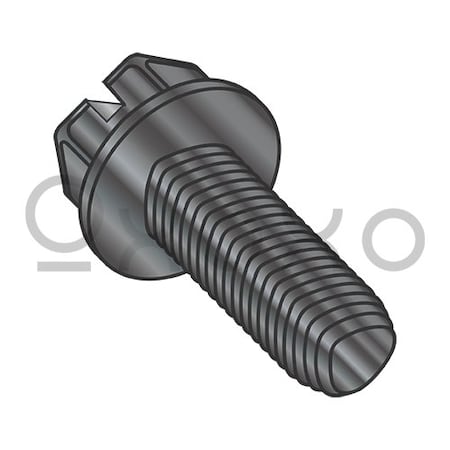 Oxoxo 10-32X1/2 Slot Ind HexWash Taptite Alternative Thread Roll Screw Fully Thrd Black OxideWax, 8000PK 350114