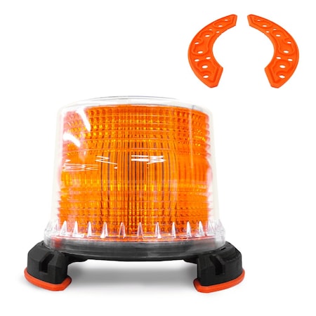 Helios Amber LED Beacon Warning Light with Permanent Base (Amber Lens) HE-XB-SPA-W