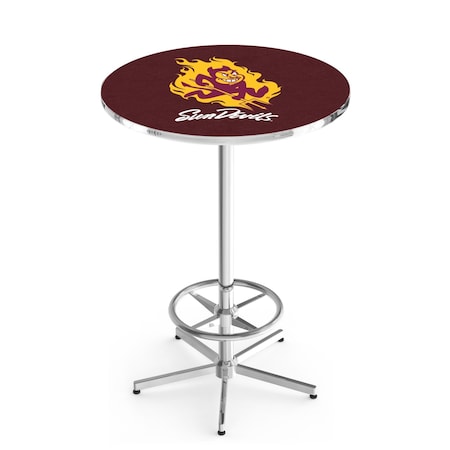Holland Bar Stool Co 42" Chrome Arizona State Pub Table, Sparky Logo, 36" dia. Top L216C4236ArizSt-S