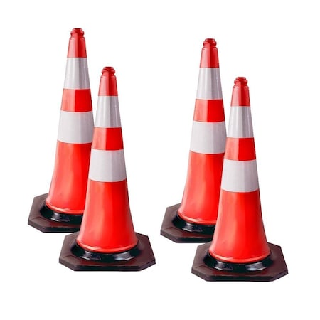 Mytee Products 4 Pcs PVC Orange Traffic Safety Cones 28 Inch for Construction Parking Lot Road, 4PK TFCx4