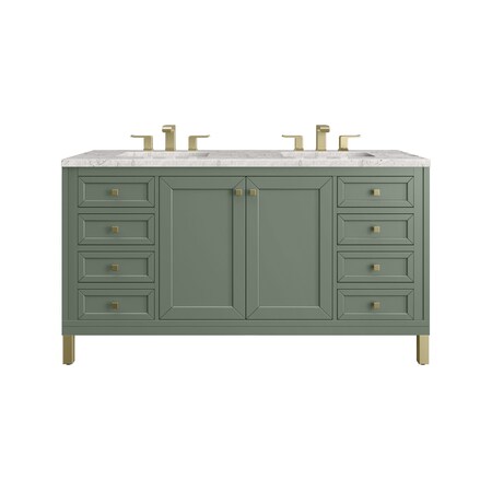 James Martin Vanities Chicago 60 in. Double Vanity, Smokey Celadon, w/ 3 CM Eternal Jasmine Pearl Silestone Top 503-V60D-SC-3EJP