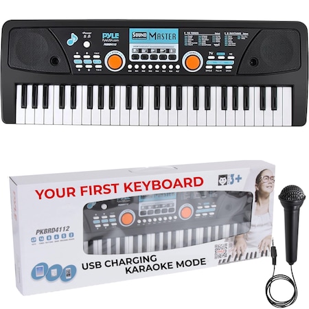Pyle PYLE 49-Key Electric Keyboard Piano - Portable with Drum Pad, Microphone, Record & Playback Mode PKBRD4112