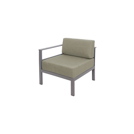 Bfm Seating Belmar Right Arm Sofa Section with Sunbrella cushions, Soft Gray Frame PH6101SG-R-14106