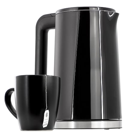 Megachef 1.8 Quart Stainless Steel Electric Tea Kettle in Black MG-LT8718B