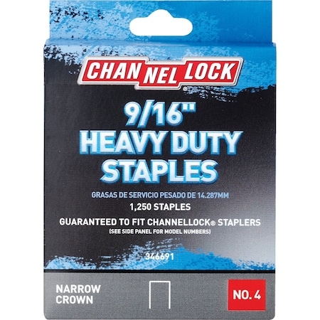 Channellock No. 4 Hvy Dty Narrow Crown Staple 9/16 In., 1250PK 346691