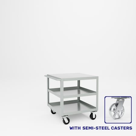 Pucel Heavy Duty Shop Truck, 30 in W x 30 in D x 33.5 in H, Three Shelves, Push Handle, Gray 3030-DT-3S