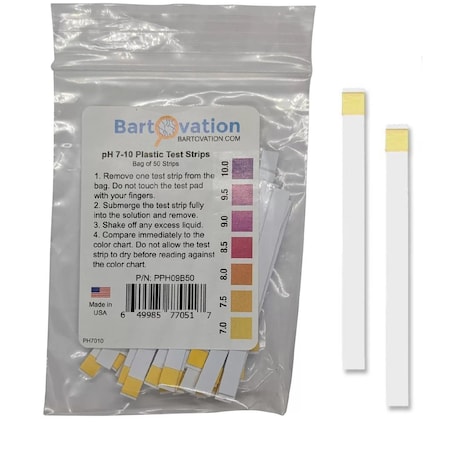 Bartovation pH 7-10 PLASTIC STRIPS [Bag of 50 Strips] PPH09B50