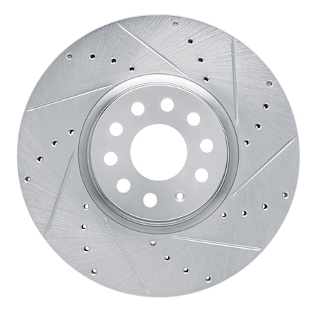 Dynamic Friction Co DFC Brake Rotor - Drilled and Slotted - Silver 631-74058R