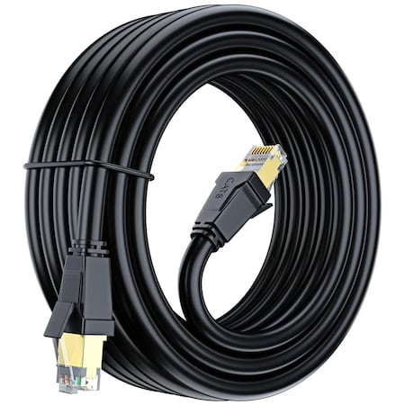 Maximm 25ft Cat8 Ethernet Cable with Gold-Plated RJ45 Connector, Black C8-25FT-BLACK