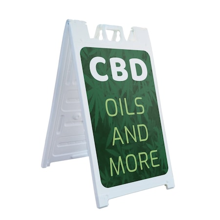 Signmission CDB Oils and More, A-Frame & 2 Decals Installed, Heavy-Duty Plastic Frame SBHD-D-2436-30358