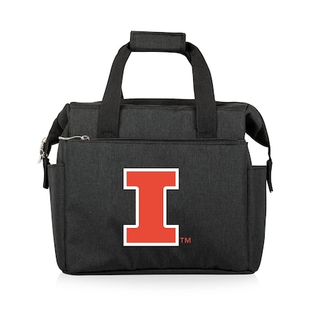 Picnic Time Family Of Brands NCAA Illinois Fighting Illini On The Go Lunch Bag Cooler - Soft Cooler Lunch Box, Black 510-00-179-214-0