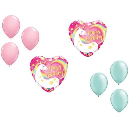 Loonballoon Unicorn Theme Balloon Set, 2x Birthday Magical Unicorn Balloon and 6x latex balllons 81964