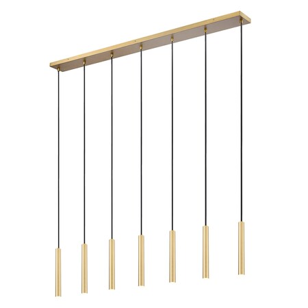 Z-Lite Forest 7 Light Linear Chandelier, Modern Gold, 54 In W 919MP12-7L-MGLD-LED