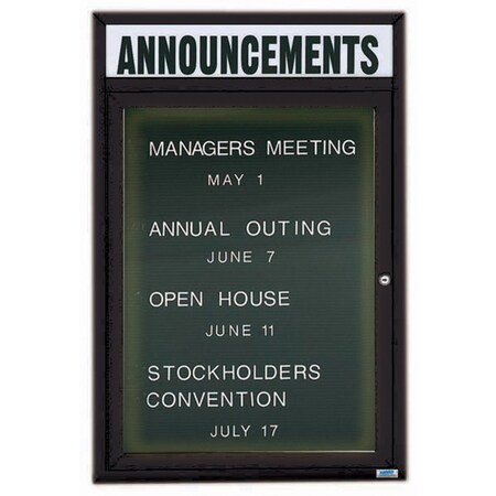 Aarco Illuminated Outdoor Enclosed Directory w/ Al Frame Header, Powder Coated Black, 24''Hx18''W OADC2418HIBK