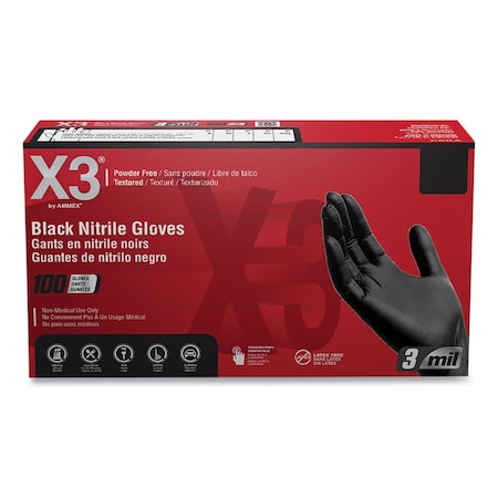 Ammex 3 mil Palm, Nitrile; Nitrile, Powder-Free, Small, 1000 PK BX342100