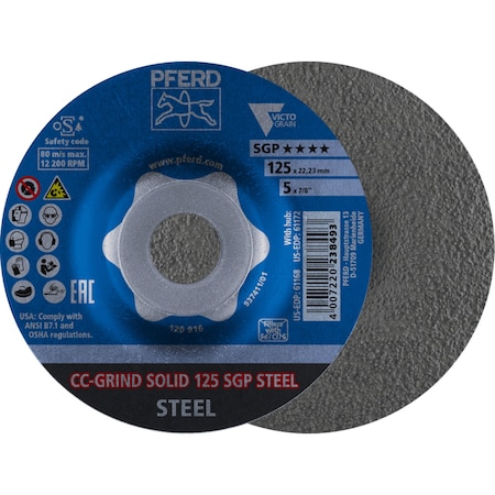Pferd 5'' CC-GRIND-SOLID - 5/8-11 Thread - SGP STEEL VICTOGRAIN 61172