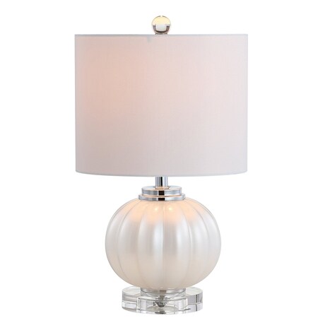 Jonathan Y Pearl 17.5" Glass/Crystal LED Table Lamp, White/Chrome JYL2076A