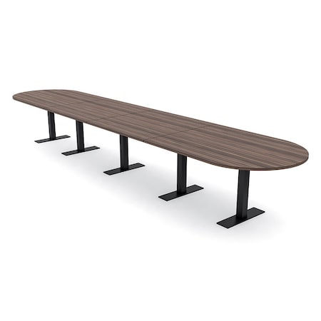 Skutchi Designs 18ft Conference Table With Power Unit | 18 Person Modular Racetrack Meeting Table | Harmony Series HAR-RAC-48X216-T.BK-H3041-NA