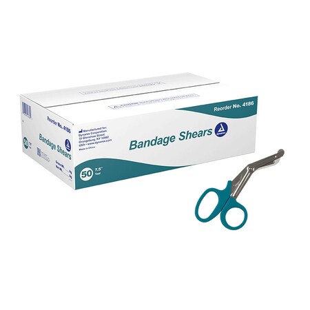 Dynarex Bandage Shears, 7.5", Teal, 50PK 4186-BX
