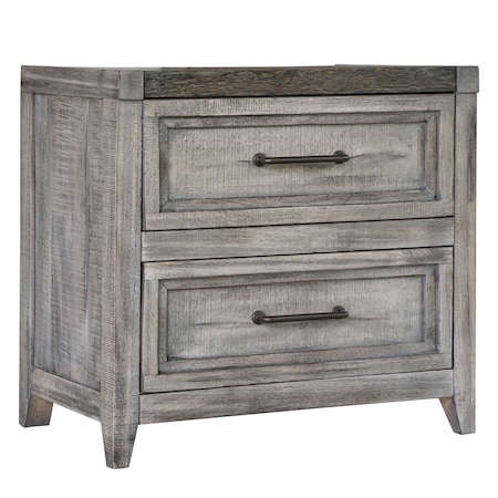 Homeroots 28" Gray Two Drawer Solid Wood Nightstand 527075