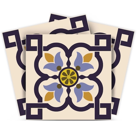 Homeroots 8" X 8" Azul Flora Peel and Stick Removable  Tiles 400014